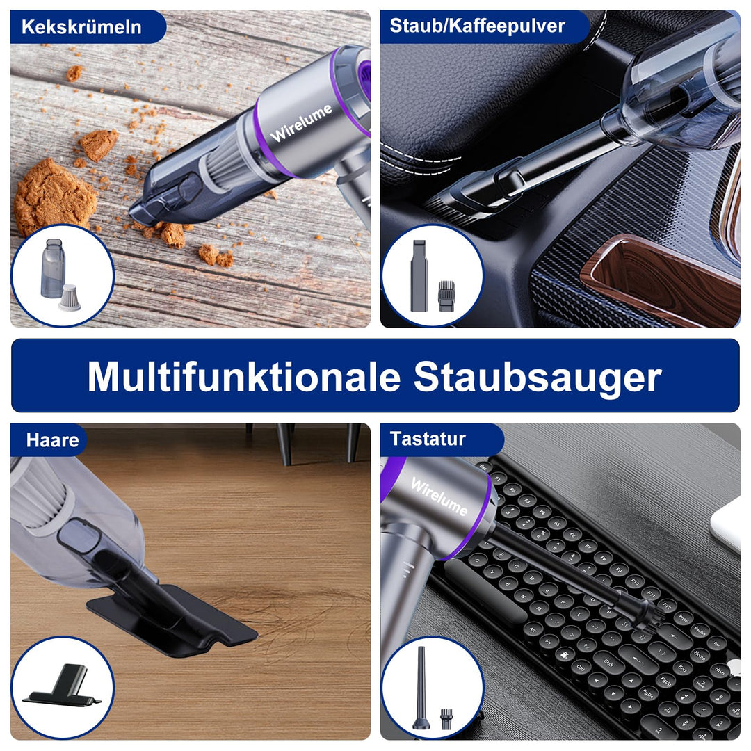Handstaubsauger Akku kabellos 22.000 Pa 4-in-1 für Auto &amp; Tierhaare - Bild 3