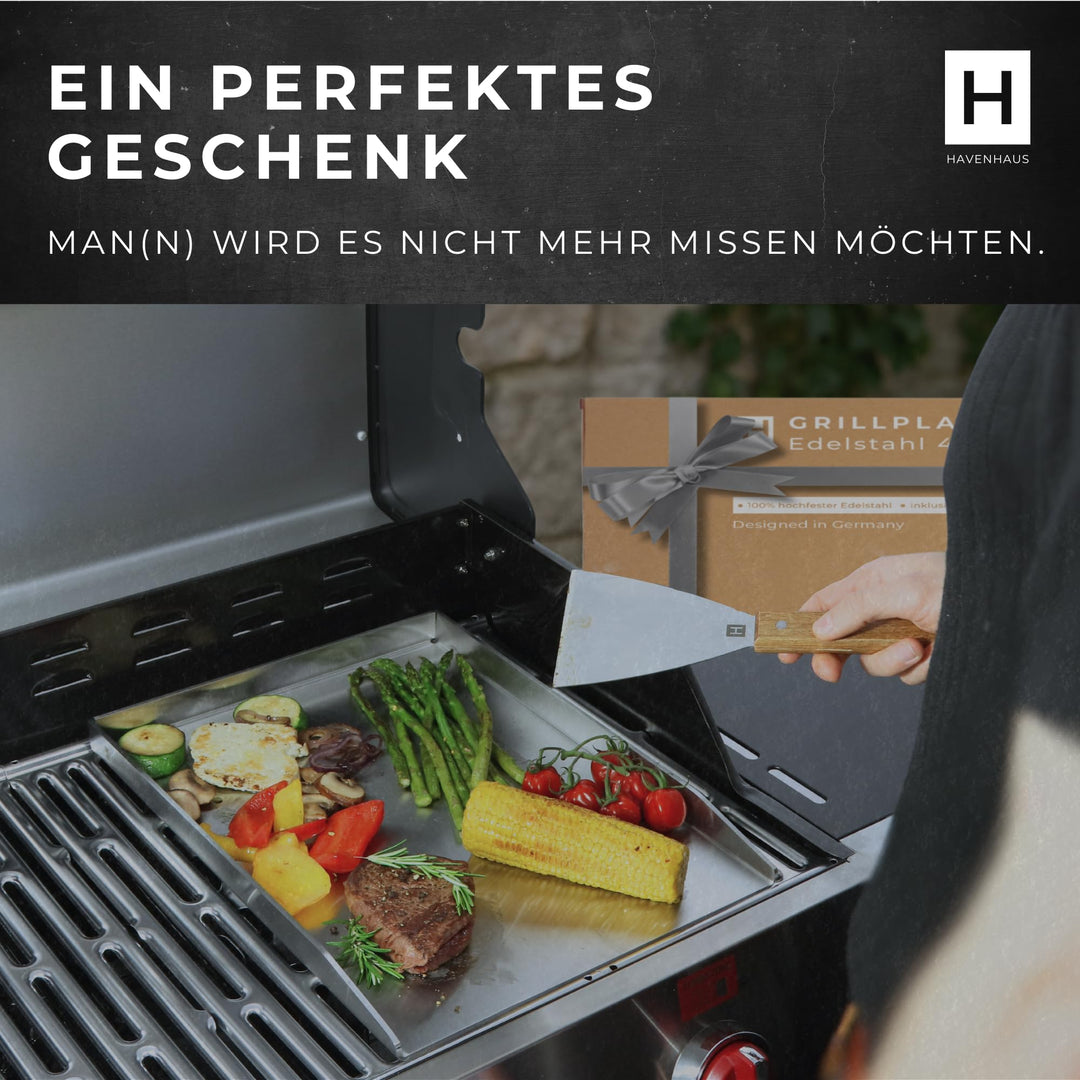 Plancha Grillplatte Edelstahl 40x30cm 4mm mit Grillspachtel - Bild 9
