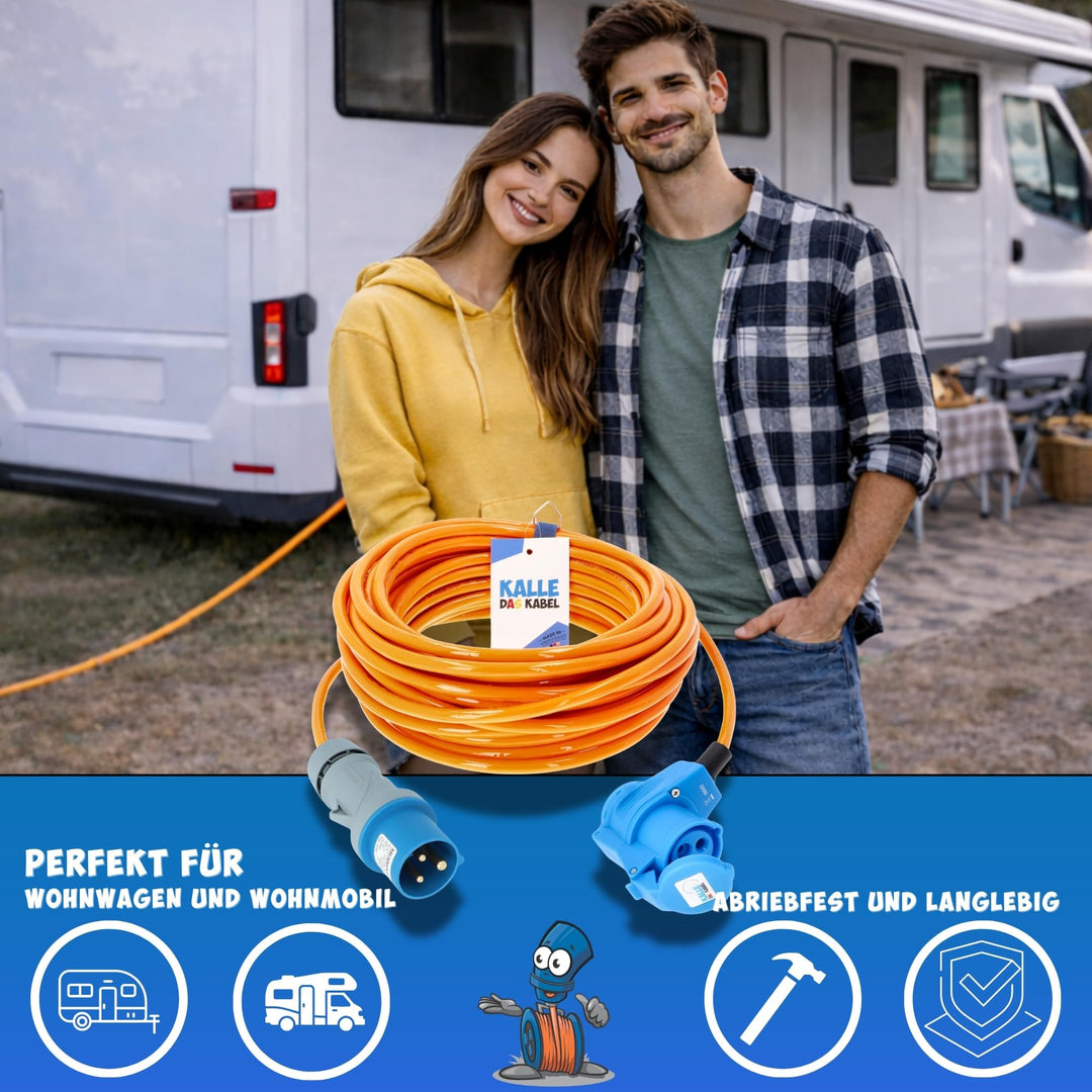CEE Verlängerungskabel Winkel 2,5mm² 15m Polyurethan Signal-Orange - Bild 5