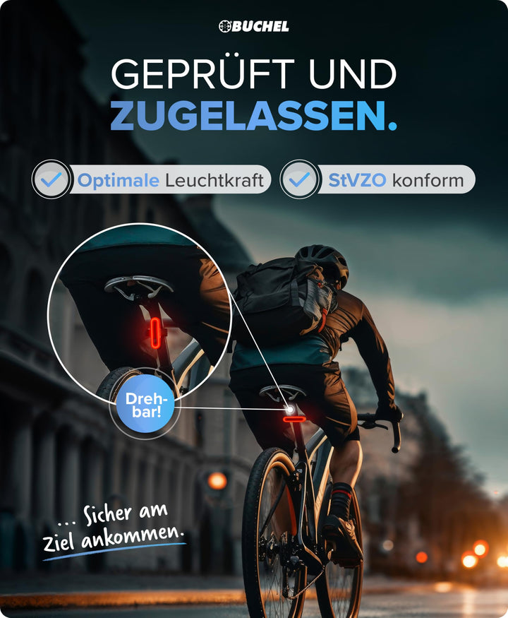 Fahrradlicht Set LED USB-C StVZO 15-60 Lux mit Akkuanzeige - Bild 6