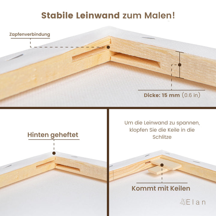 Keilrahmen Leinwand 40x60 cm 6er Set 280g/m² dreifach grundiert - Bild 3