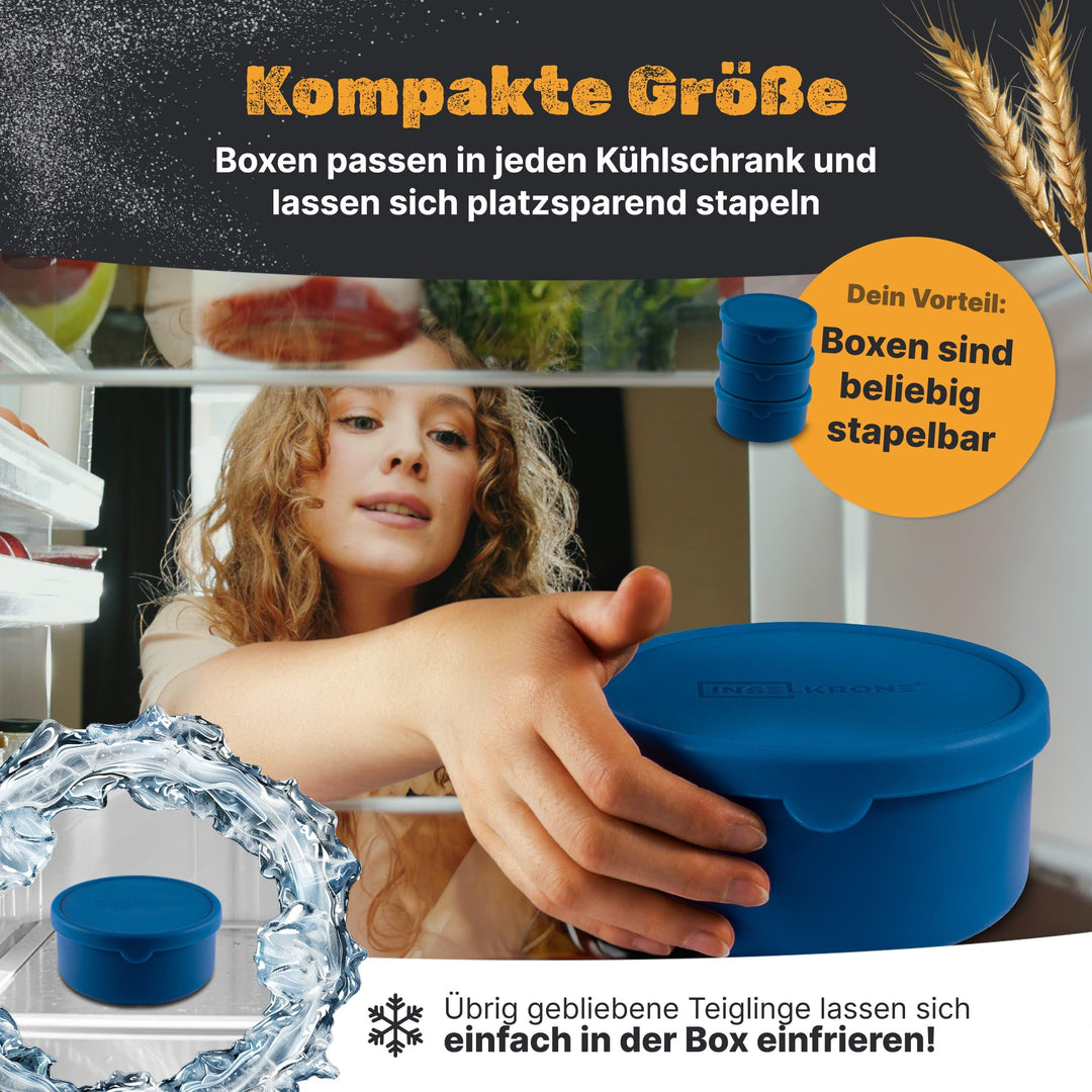 Pizzaballenbox aus Silikon 6er-Set mit Deckel fuer Teiglinge - Bild 5