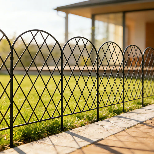 Gartenzaun Metall Steckzaun 25 Paneele 8,2 m Beeteinfassung Schwarz