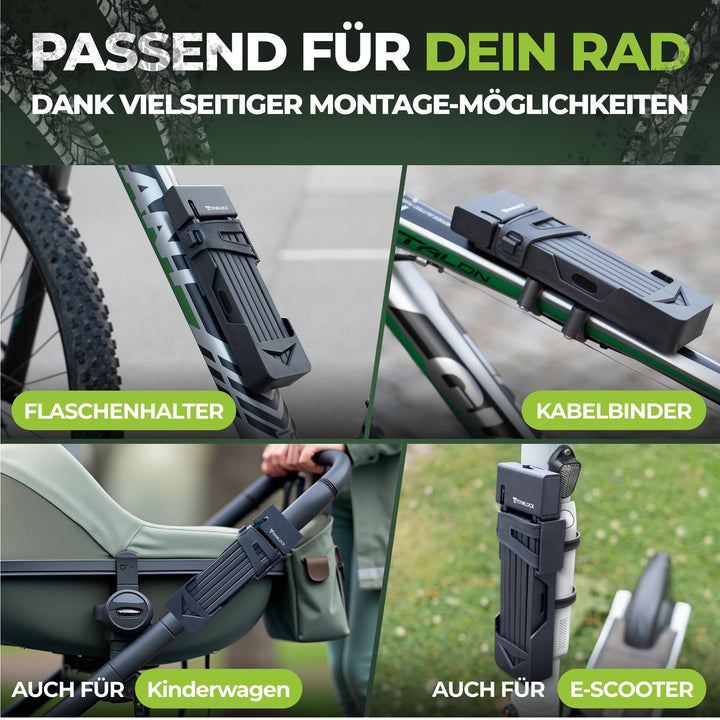 Faltschloss Fahrrad ART-zertifiziert Carbonstahl 100 cm schwarz - Bild 6