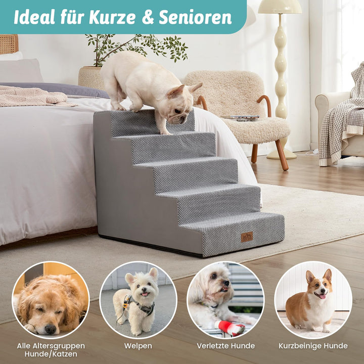 Hundetreppe 5 Stufen Memory-Schaum 50cm breit für kleine Hunde - Bild 7