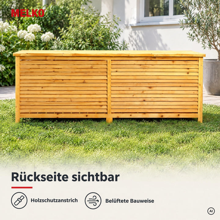 Auflagenbox Holz 170x50x58 cm Gartentruhe für Kissen und Polster - Bild 9