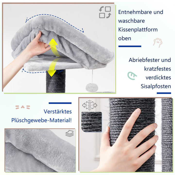 Kratzbaum XXL Sisal 168 cm für grosse Katzen mit Hängematte