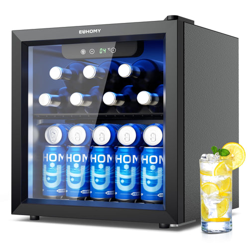 Getränkekühlschrank 36L Glastür 48 Dosen Touch LED Schwarz