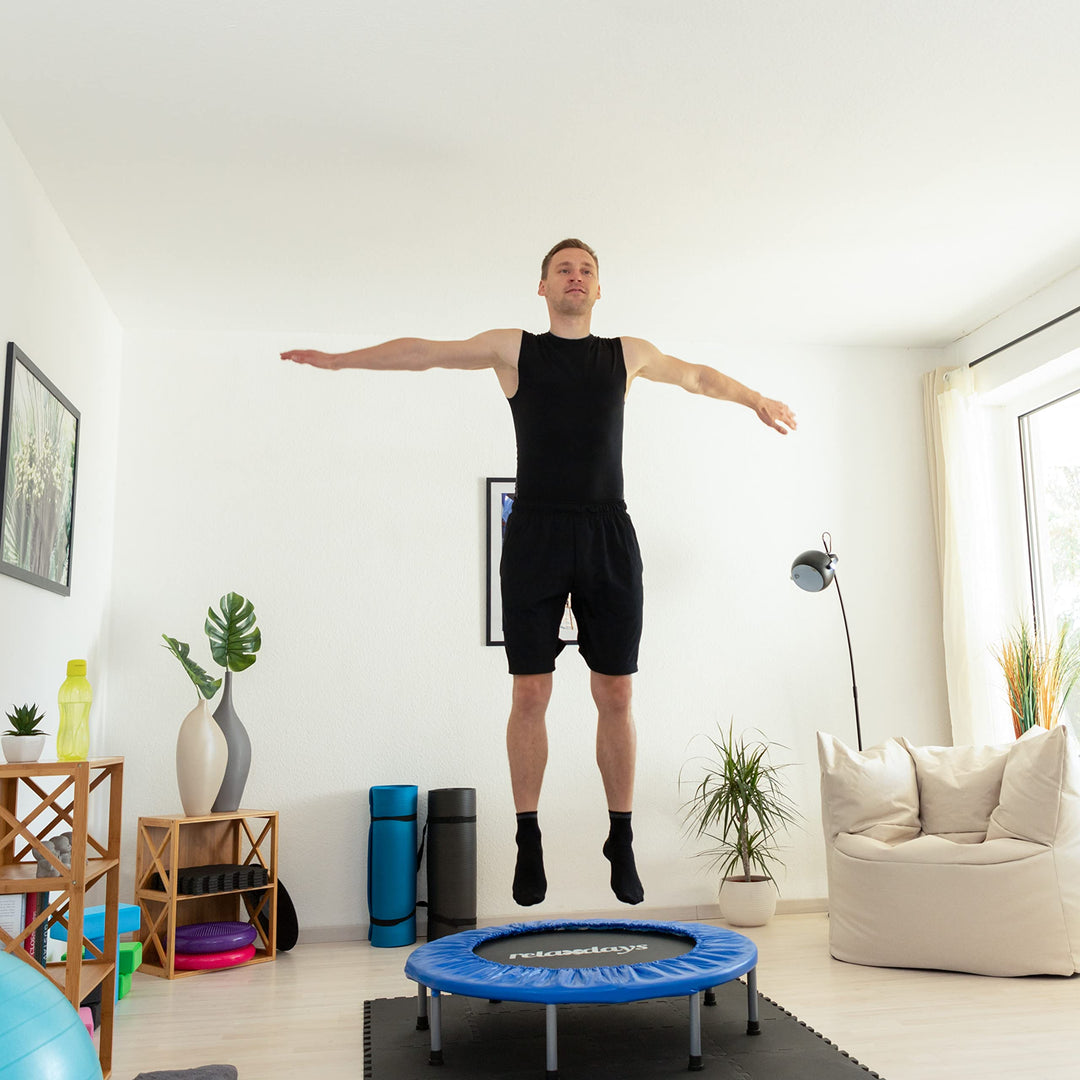 Fitness-Trampolin faltbar Indoor 95 cm, bis 100 kg, blau-schwarz - Bild 2