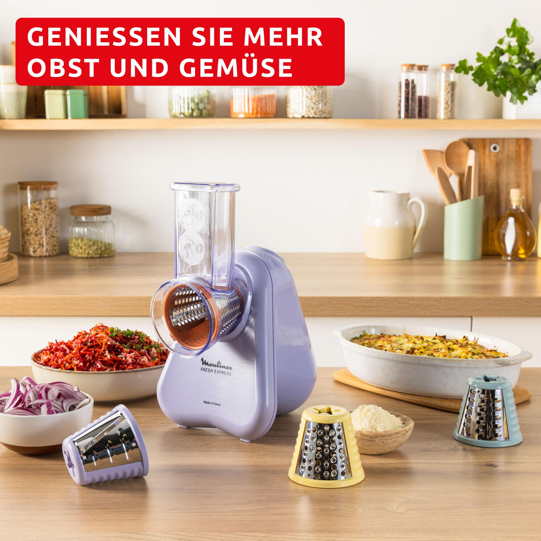 Elektrische Gemüsereibe 4-in-1 mit Direktserviersystem, Lila - Bild 6