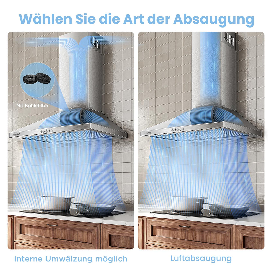 Dunstabzugshaube 60cm Edelstahl Umluft &amp; Abluft A++ 400m³/h - Bild 4