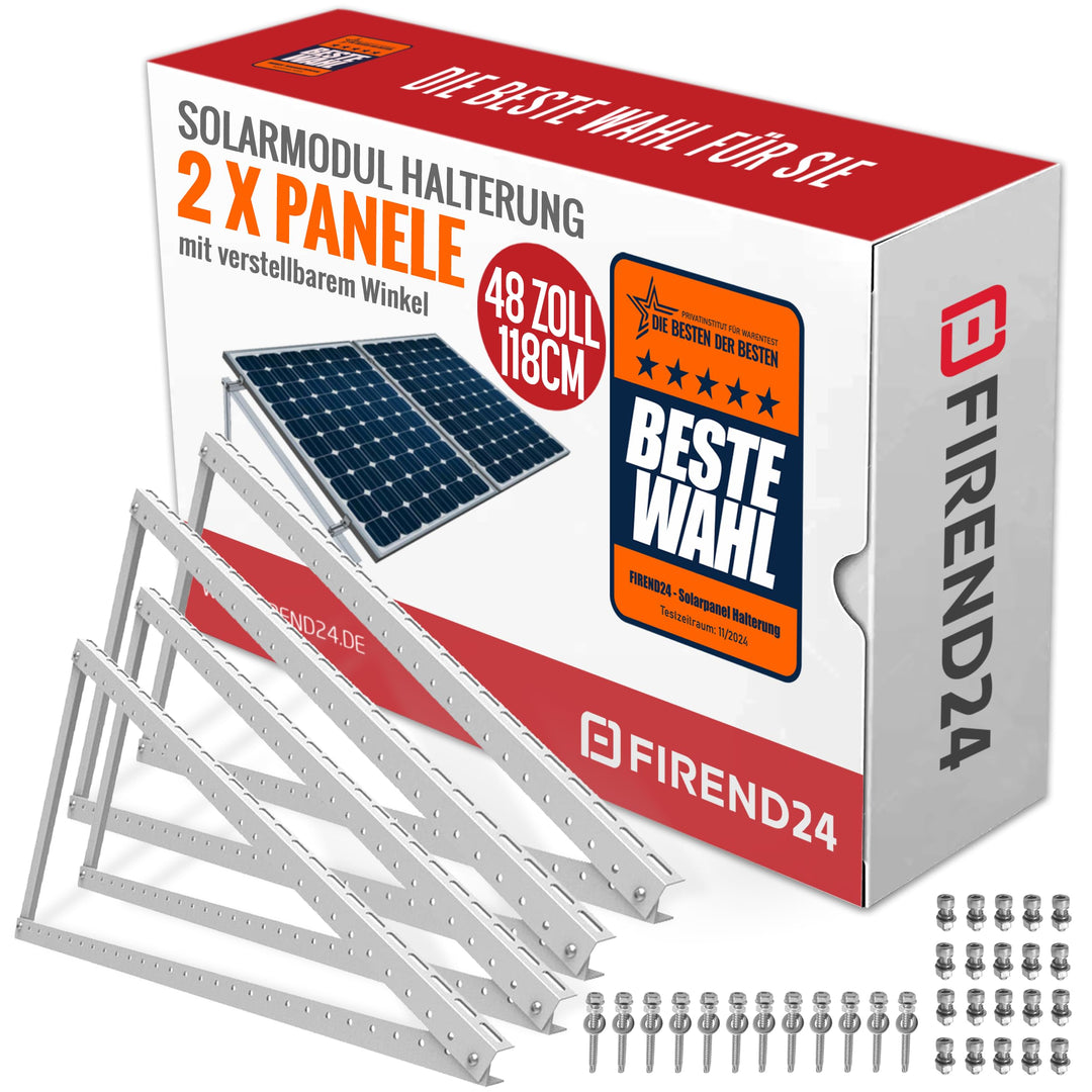 Solarmodul Halterung Aluminium 1180mm 0-90° für 2 Panels Flachdach