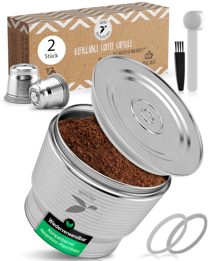 Nespresso Kapsel wiederbefüllbar Edelstahl cremeweiß 2er-Set