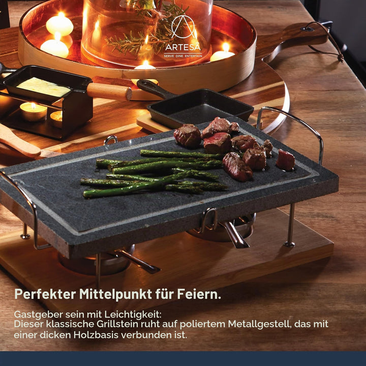 Hot Stone Grill Marmor mit Holzständer für Tisch 41,5x22cm - Bild 7