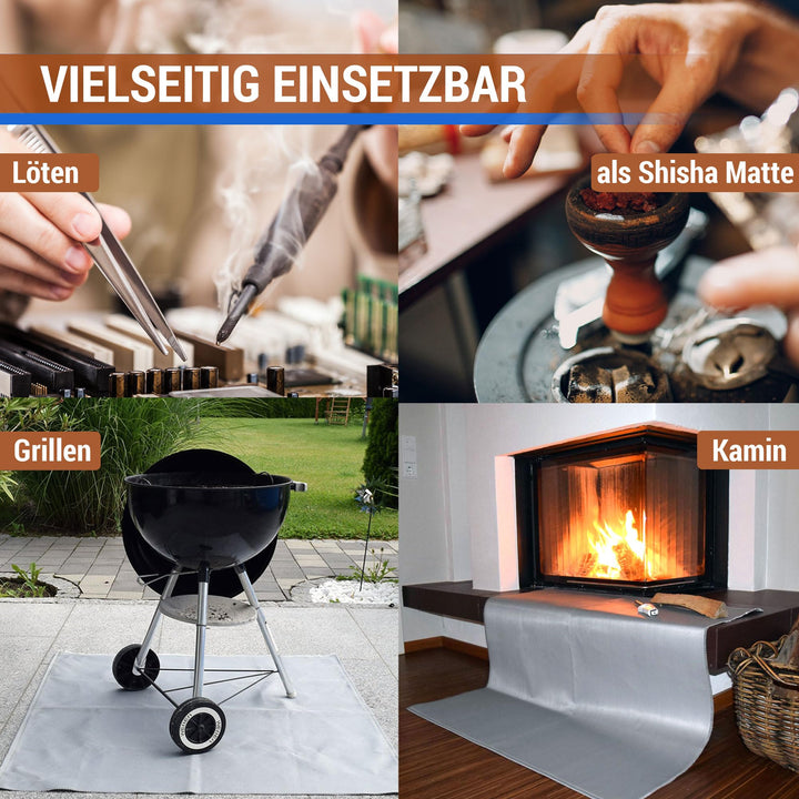 Bodenschutzmatte Kamin &amp; Grill feuerfest 550°C 1x1 m Grau - Bild 6