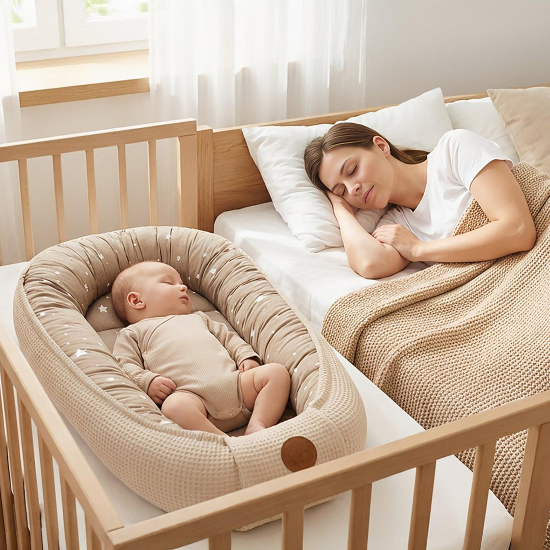 Babynest Waffelpique &amp; Baumwolle atmungsaktiv für Neugeborene Beige - Bild 6