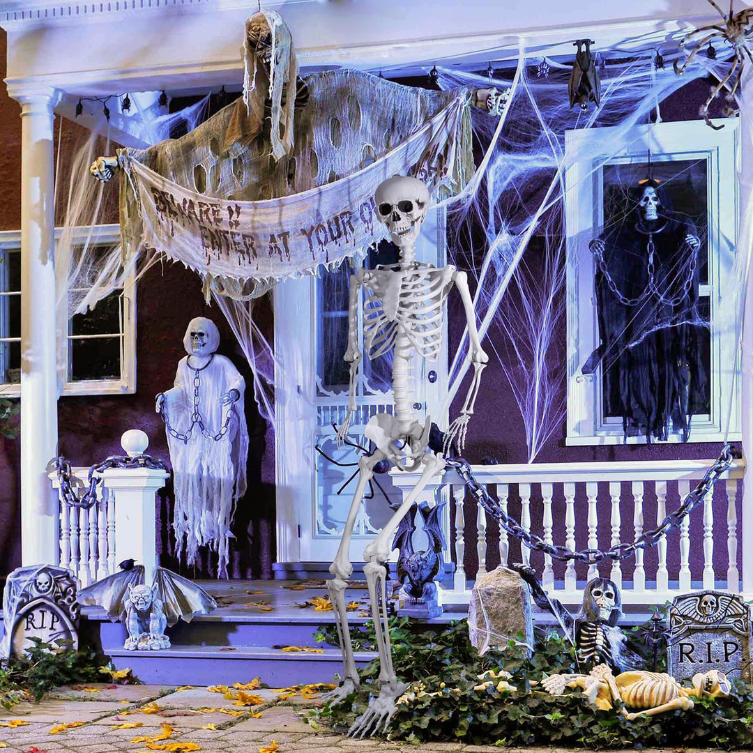Halloween Skelett 240cm Ganzkörper mit beweglichen Gelenken Outdoor - Bild 6
