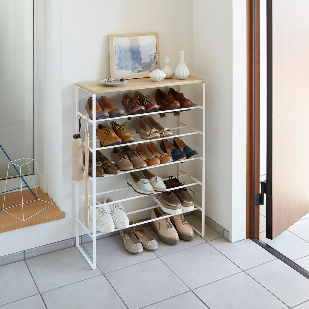 Schuhregal 6 Etagen Stahl/Holz für 15 Paar Schuhe, Weiss - Bild 7