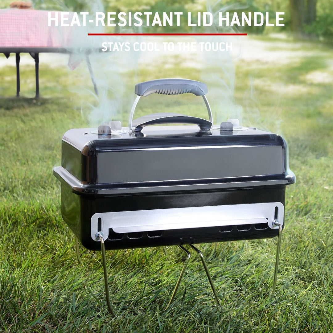 Holzkohlegrill klappbar für Camping 47x24cm Stahl porzellanemailliert - Bild 10
