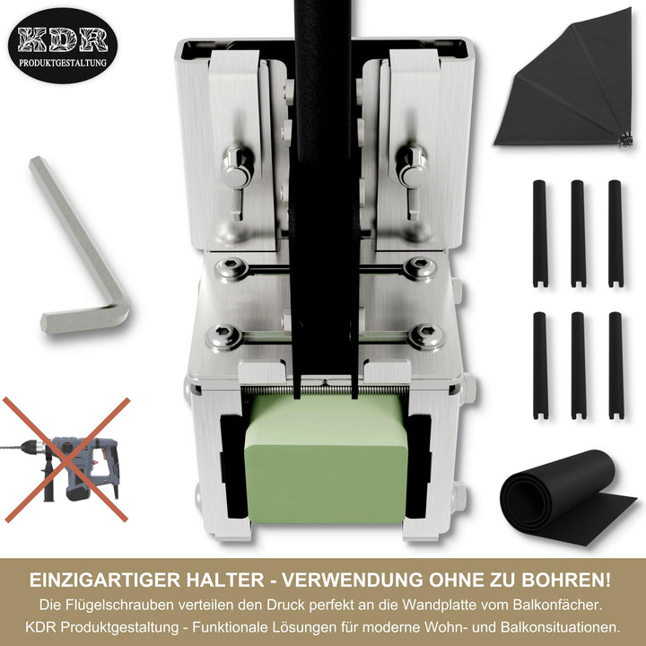 Balkonfächerhalter Edelstahl Klemmhalterung ohne Bohren für Geländer - Bild 6