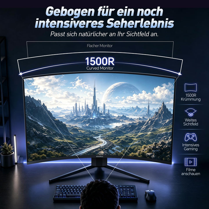 Curved Gaming Monitor 32 Zoll QHD 170Hz 1ms VA-Panel 1500R - Bild 5