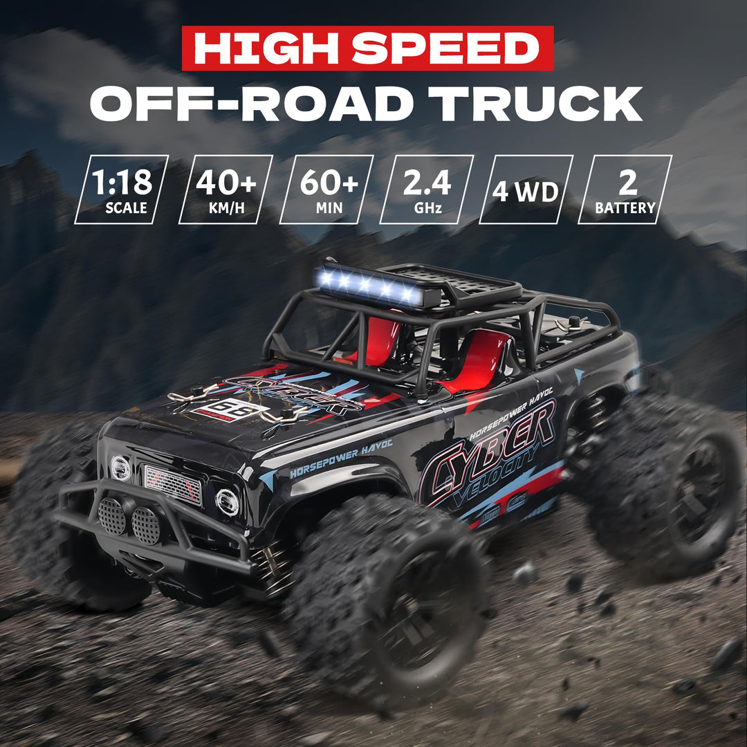 RC Auto 4WD 1:18 Offroad 40 km/h mit 2 Akkus 60 Min Fahrspass - Bild 2