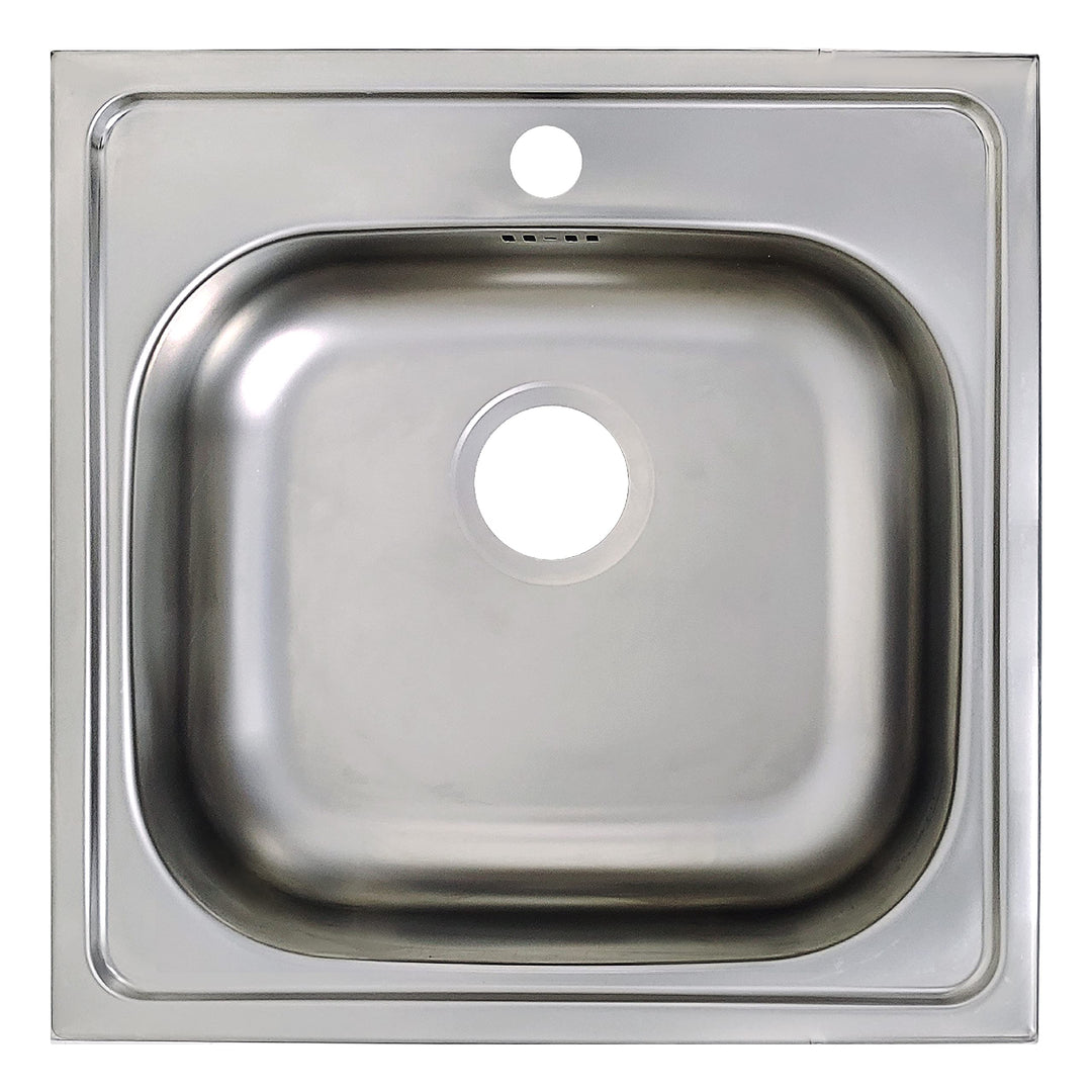 Edelstahlspüle Einbau 50x50 cm flächenbündig mit Syphon-Set