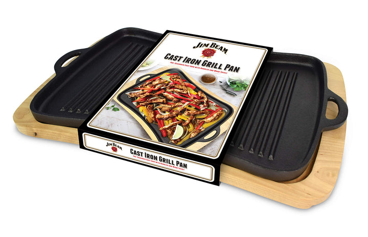 Gusseisen Grillplatte mit Holzuntersetzer 34x24 cm Induktion - Bild 5