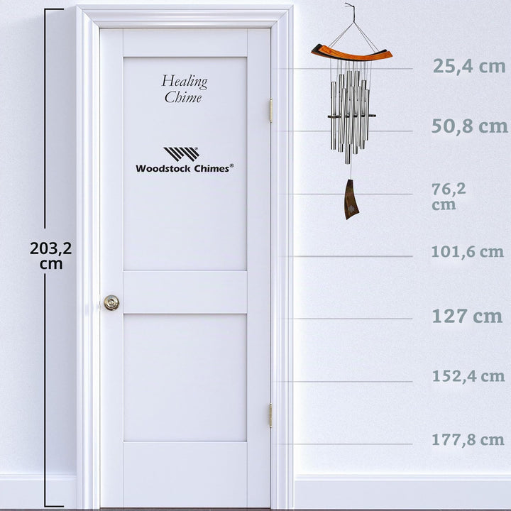 Windspiel Aluminium &amp; Holz Silber Healing Chimes 86x38cm - Bild 3