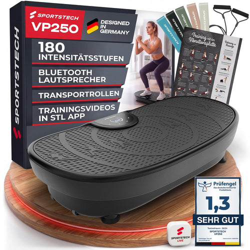 Vibrationsplatte 200 W mit 180 Stufen und Bluetooth-Lautsprecher