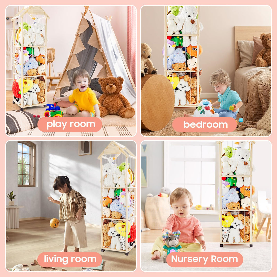 Plüschtier Regal Massivholz mit Rollen 150x40x40 cm Kinderzimmer - Bild 5