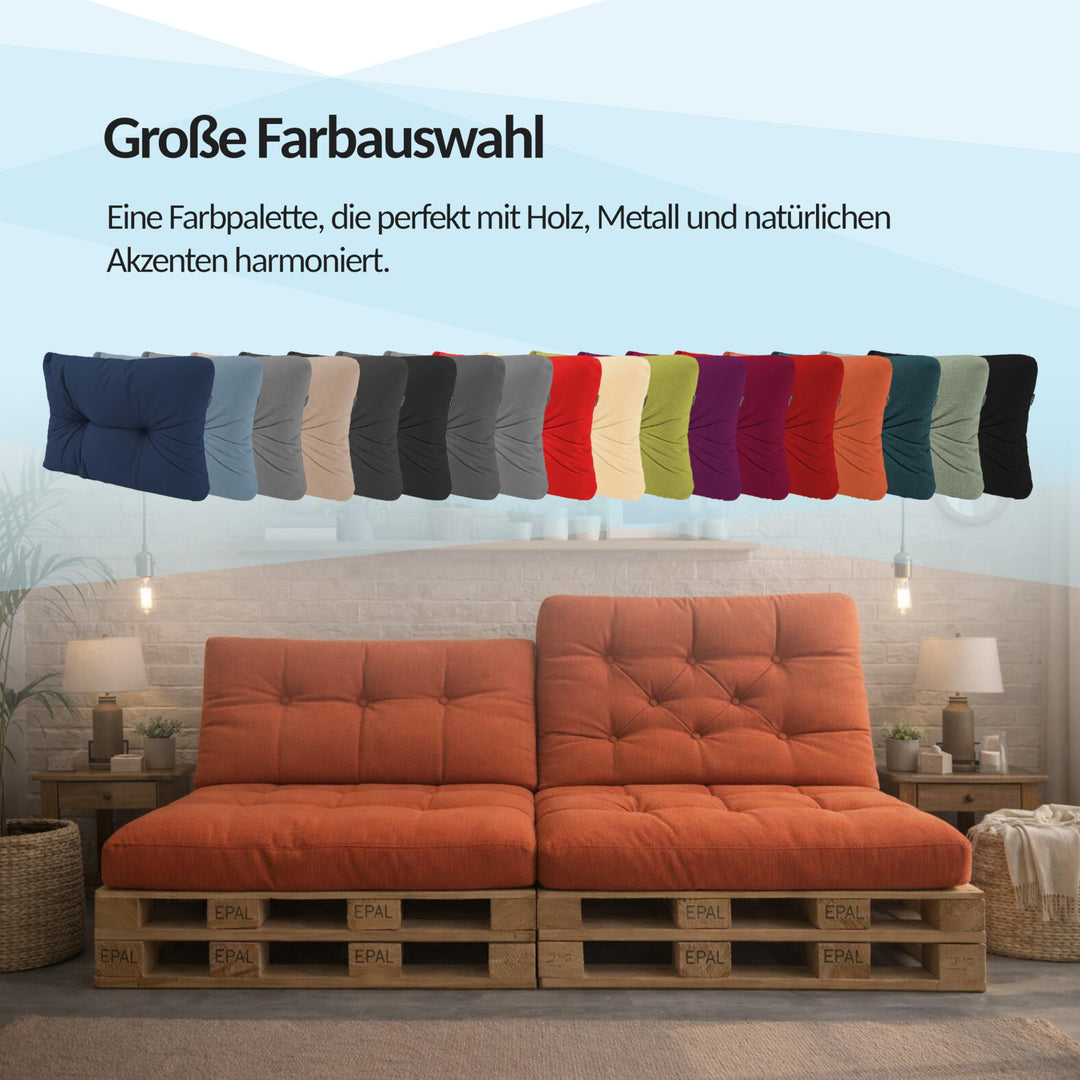 Palettenkissen 2er-Set 120x80 + 120x40 cm Anthrazit Outdoor - Bild 3