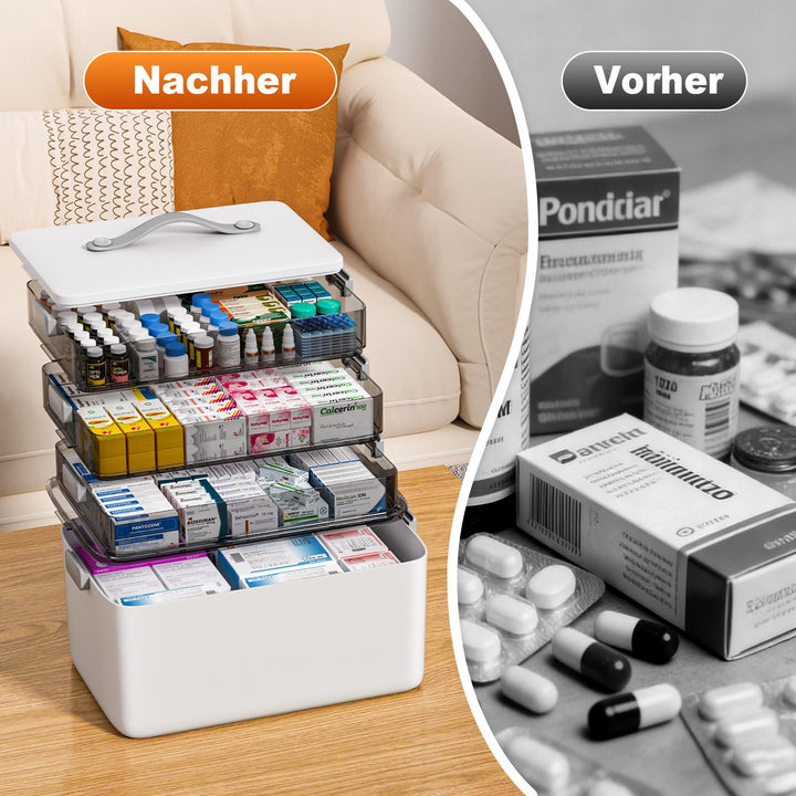 Medikamentenbox 4-lagig mit Tragegriff Hausapotheke 37x23x32 cm - Bild 6