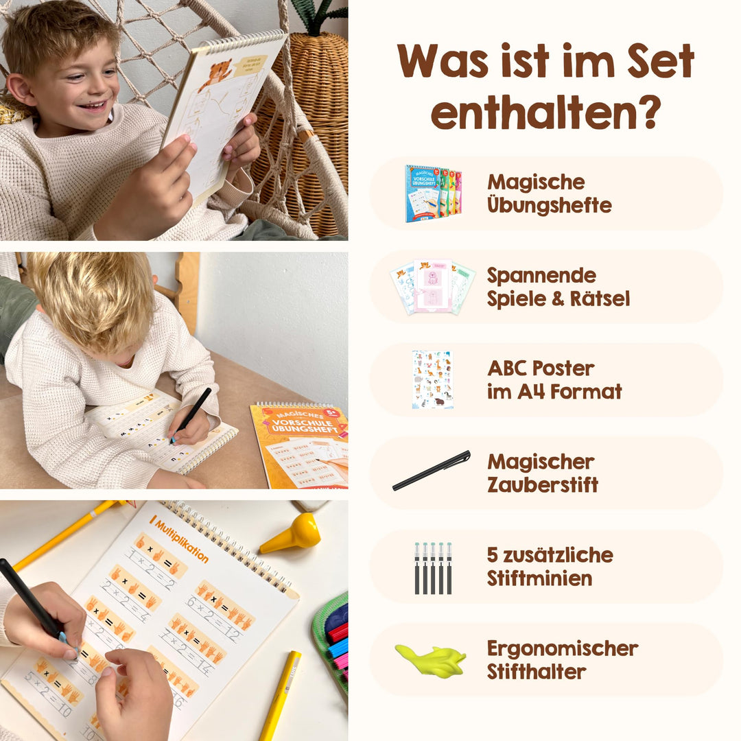 Schreiblernhefte Vorschule wiederverwendbar 6er Set mit Stift ab 5 - Bild 5