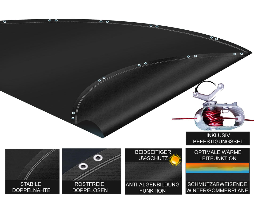 Pool-Solarabdeckplane Rund 680 cm PE für Pools 550–600 cm schwarz - Bild 3