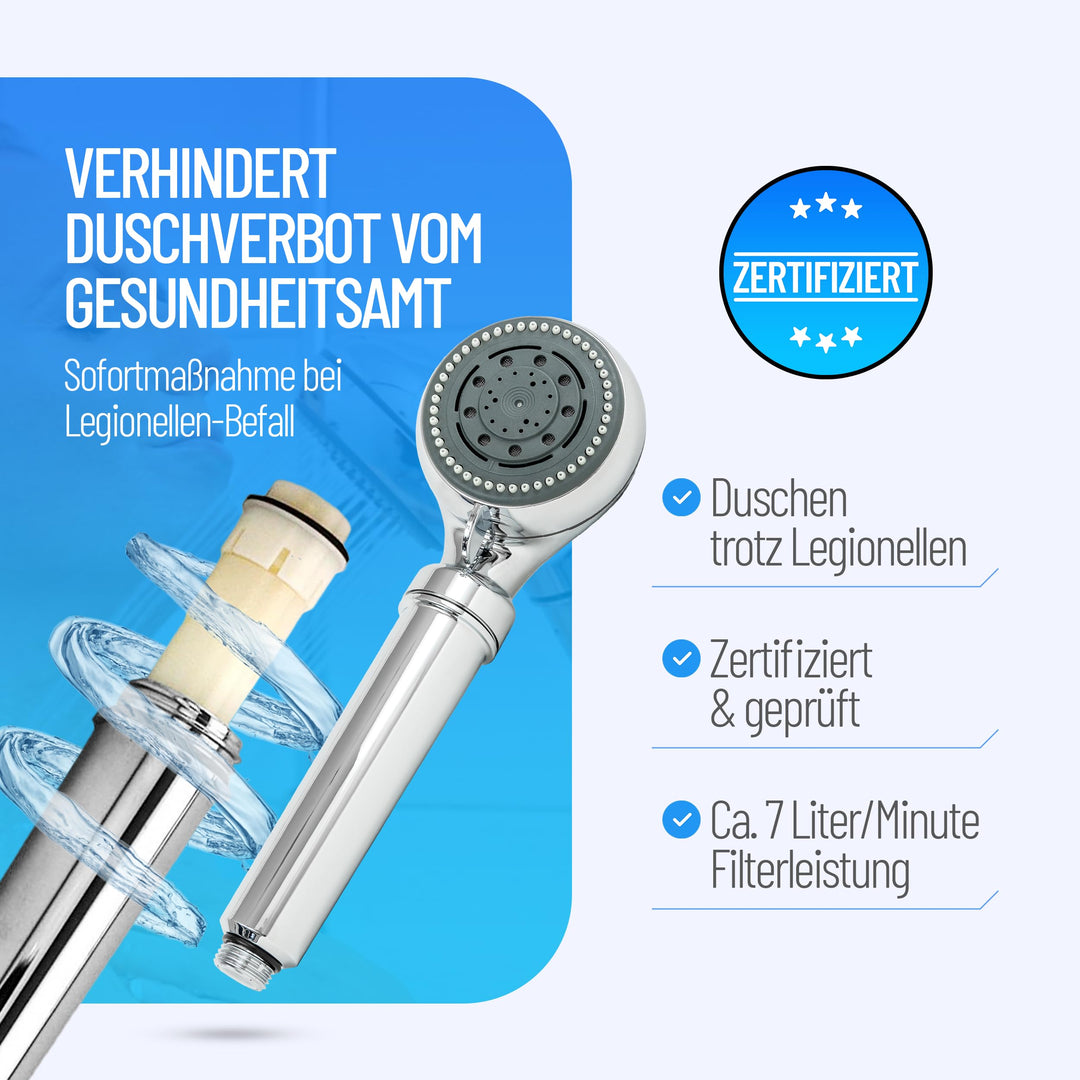 Duschkopf mit Legionellenfilter Chrom 270x80mm 1/2-Zoll-Anschluss - Bild 2