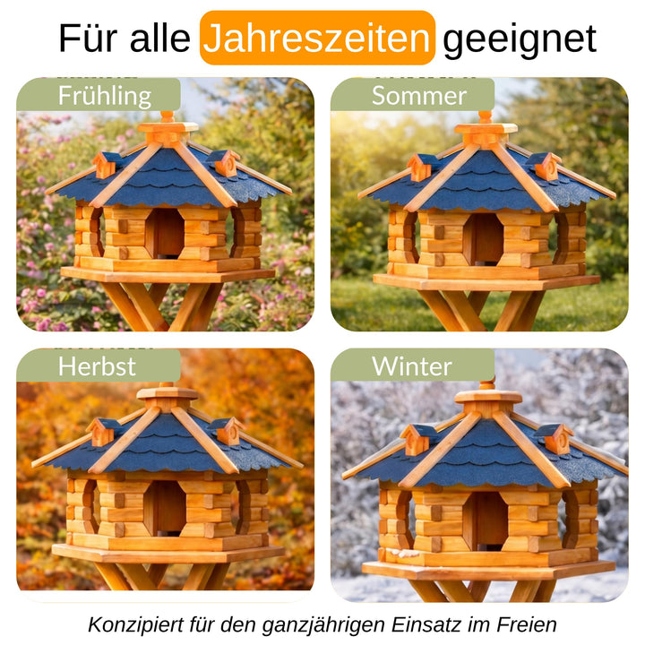 Vogelhaus mit Ständer Bitumendach Futtersilo Garten Größe L - Bild 8