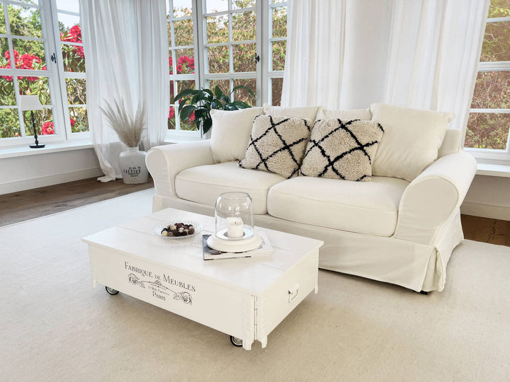 Couchtisch Truhe Massivholz Kiefer weiss mit Stauraum 100x58x31 cm - Bild 7