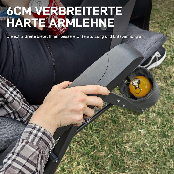 Campingstuhl faltbar gepolstert 2er-Set 150 kg Traglast grau - Bild 9
