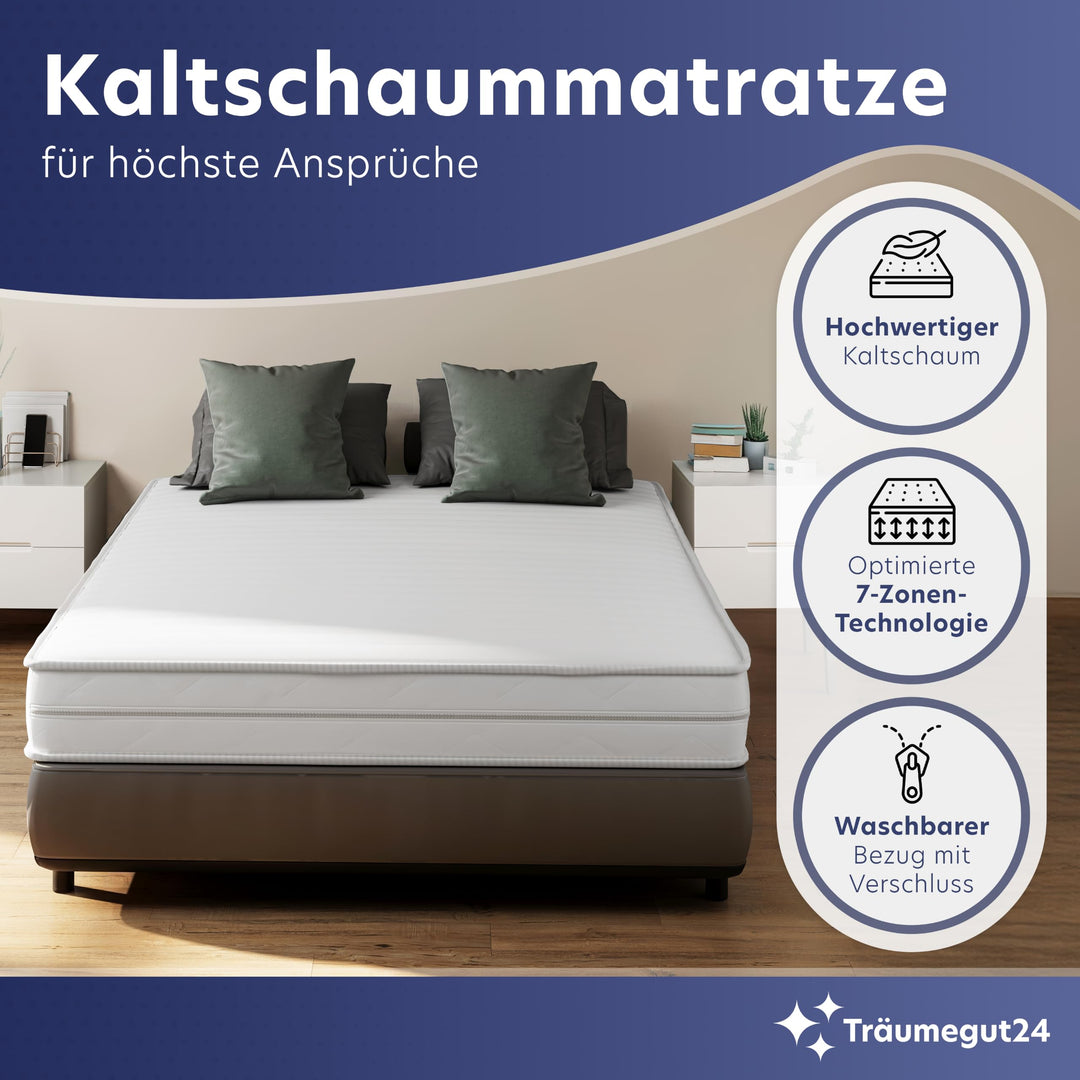 Kaltschaummatratze 7-Zonen 180x200cm H2/H3 wählbar OEKO-TEX - Bild 3