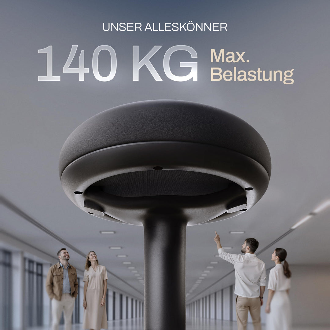 Ergonomischer Bürohocker höhenverstellbar mit Schwingeffekt, Schwarz - Bild 6