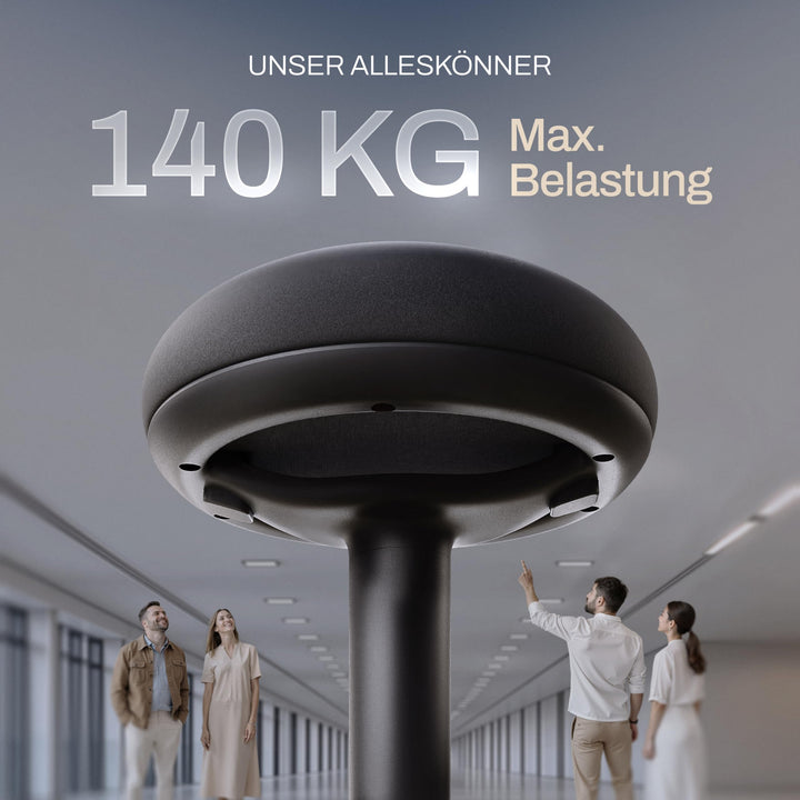 Ergonomischer Bürohocker höhenverstellbar mit Schwingeffekt, Schwarz - Bild 6