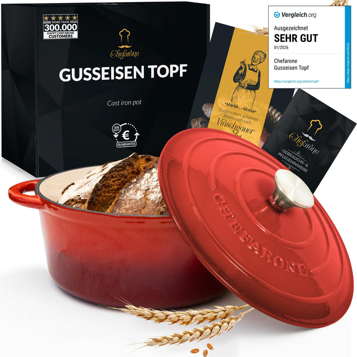Gusseisen Cocotte emailliert 26 cm 4,7 L für alle Herdarten