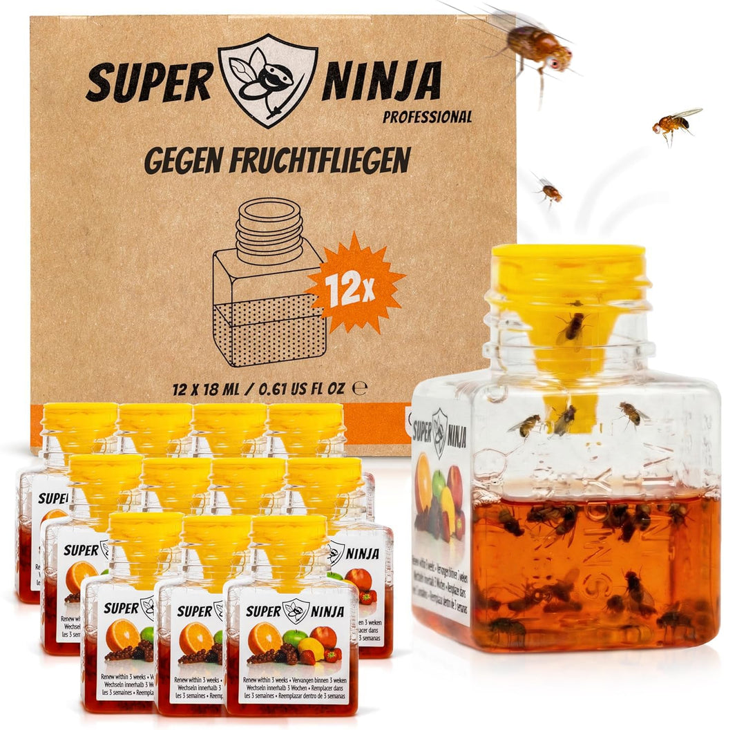 Fruchtfliegenfalle mit Flüssigköder 12er-Pack für Küche