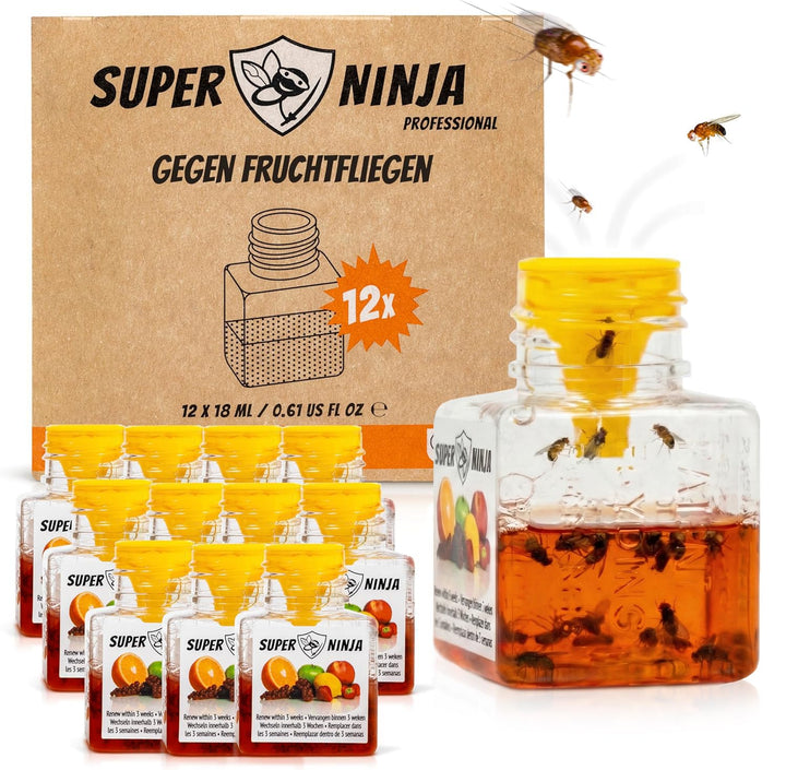 Fruchtfliegenfalle mit Flüssigköder 12er-Pack für Küche