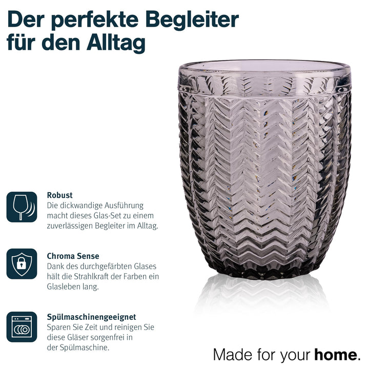 Trinkgläser Set 6er bunt 250 ml Diamant-Muster spülmaschinenfest - Bild 6