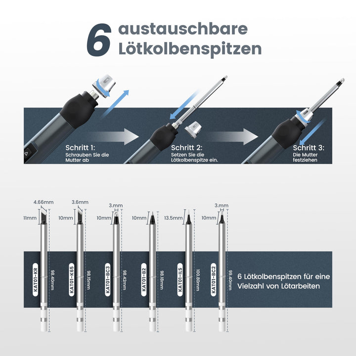 USB-C Lötkolben Set 65W GaN einstellbar 80–420°C mit OLED-Display - Bild 5