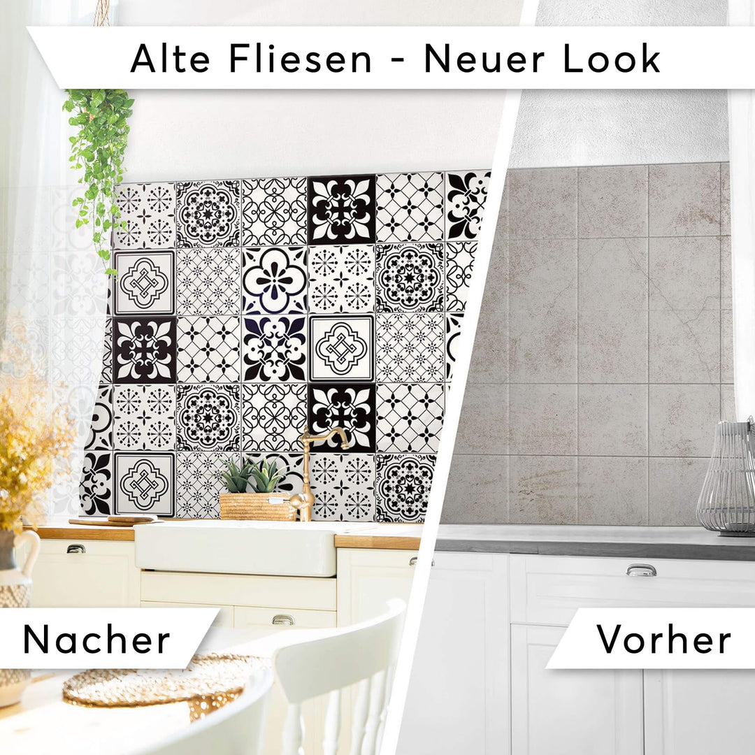 Fliesensticker Mosaik Schwarz-Weiss Vinyl selbstklebend 72er-Set 10x10 cm - Bild 3