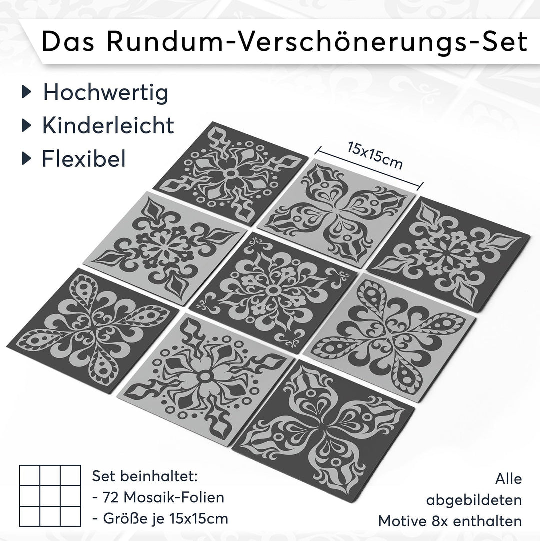 Fliesenfolie Mosaik selbstklebend 15x15 cm 72-teilig für Bad &amp; Küche - Bild 7