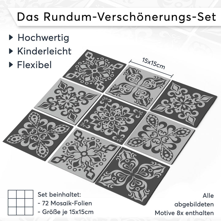 Fliesenfolie Mosaik selbstklebend 15x15 cm 72-teilig für Bad &amp; Küche - Bild 7
